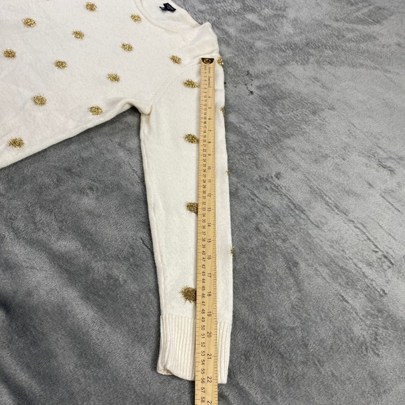Talbots Wool Blend Sweater MP Petite Cream Gold Embellished CrewNeck Long Sleeve - Picture 7 of 13
